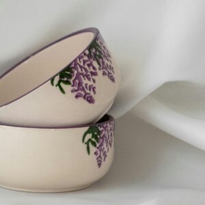 Floral Soup Bowl -Set of 2 Stoneware Serving Bowls